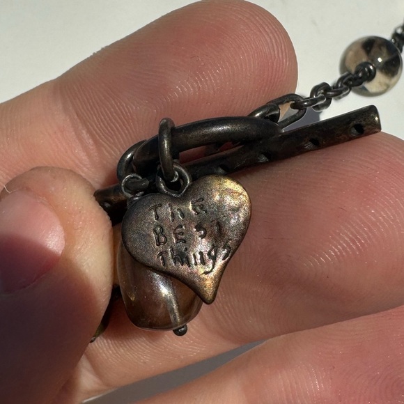 Vintage 90s Y2K Gothic Floral Beaded Inspirational Long Necklace - Picture 10 of 13